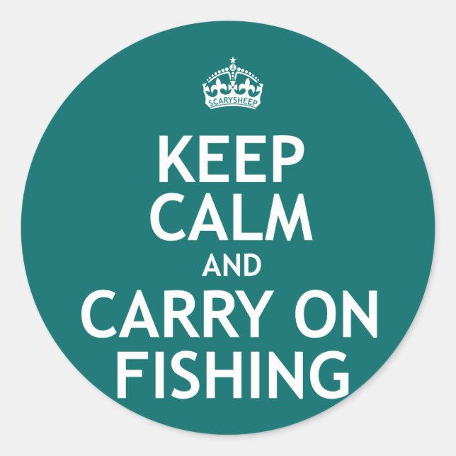 Pegatina Redonda Mantenga tranquilo y continúe el pescar (Anverso)