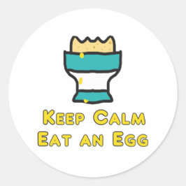 Pegatina Redonda Mantengan La Calma Comiendo Un Huevo