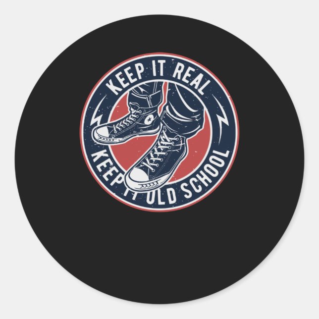 Pegatina Redonda Manténganlo en la vieja escuela (Anverso)