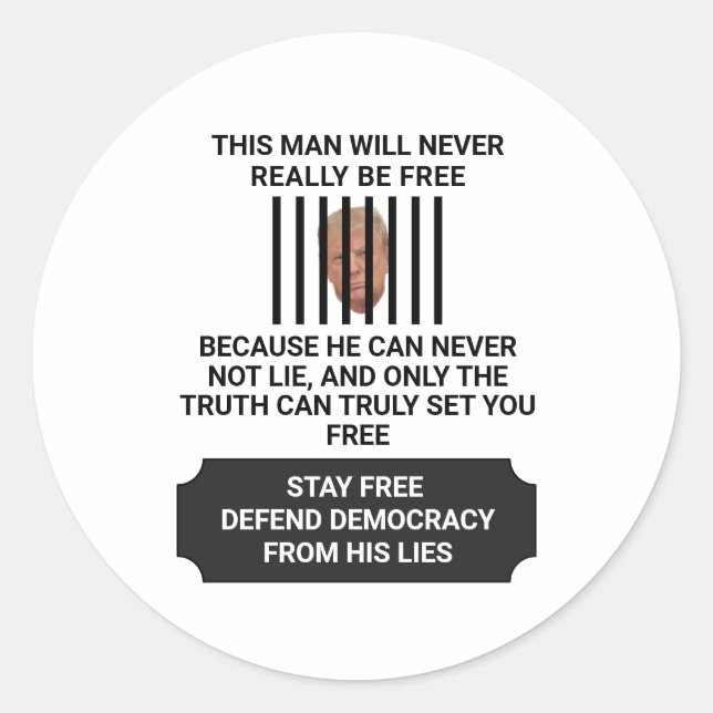 Pegatina Redonda Manténganse libres de defender la democracia de la (Anverso)