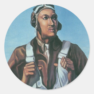 Pegatina Redonda Mantennos Volando ~ Tuskeege Airman