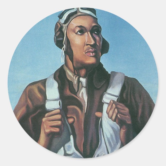 Pegatina Redonda Mantennos Volando ~ Tuskeege Airman (Anverso)