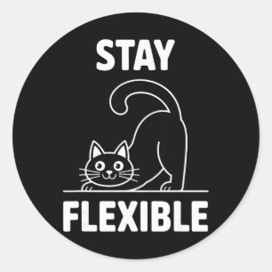 Pegatina Redonda Mantente flexible yoga gato estiramiento cita dive