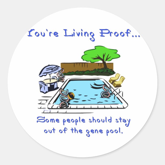 Pegatina Redonda Mantente fuera de la piscina genética (Anverso)