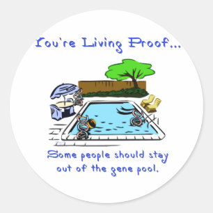 Pegatina Redonda Mantente fuera de la piscina genética