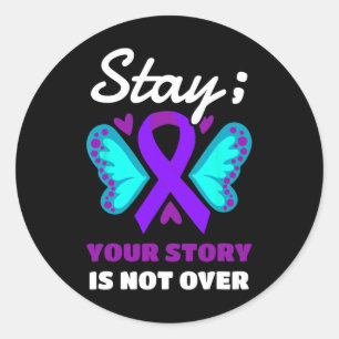 Pegatina Redonda Mantente tu historia no termina de prevenir el sui