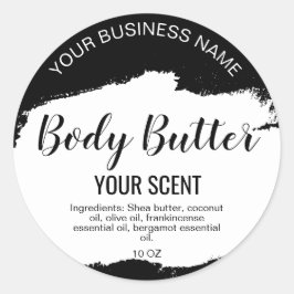 Pegatina Redonda mantequilla corporal negro y blanco minimalista