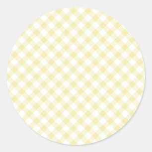 Pegatina Redonda Mantequilla de Gingham Retro Amarillo