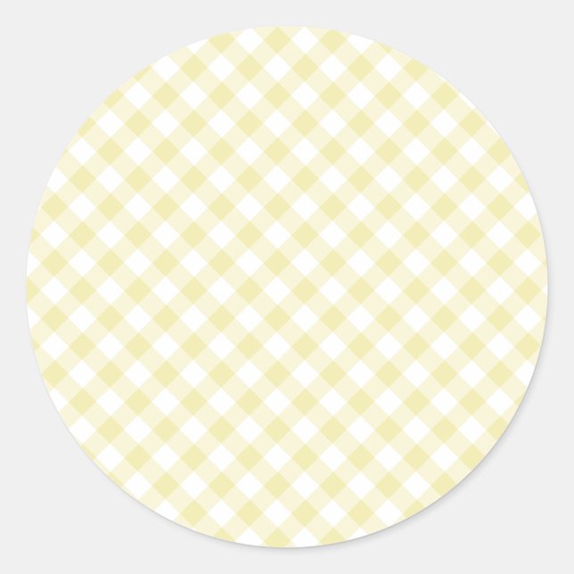 Pegatina Redonda Mantequilla de Gingham Retro Amarillo (Anverso)