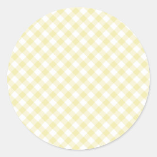 Pegatina Redonda Mantequilla de Gingham Retro Amarillo