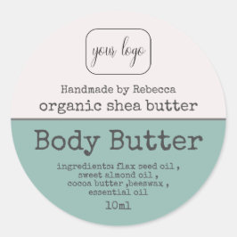 Pegatina Redonda Mantequilla moderna de cuerpo azul turbio añada su