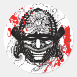 Pegatina Redonda Manto de hélice de la mancha del demonio samurai s