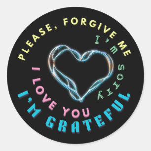 Pegatina Redonda Mantra curadora de Ho'oponopono - Espiritual azul 