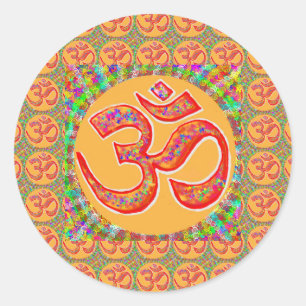 Pegatina Redonda Mantra OmMantra : Perfecta Sagrada Túnica Verdader