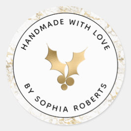 Pegatina Redonda Manualidades Navideñas con Amor Gold Holly