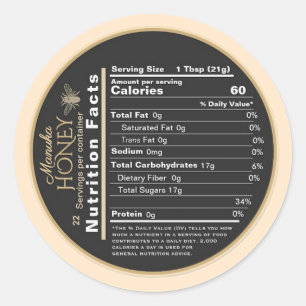 Pegatina Redonda Manuka Honey Mini Nutrición Hechos con Abeja Vinta