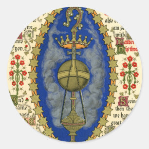 Pegatina Redonda Manuscrito iluminado para el día de ascensión