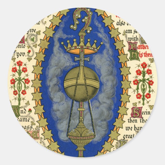 Pegatina Redonda manuscrito iluminado para el Día de la Ascensión (Anverso)