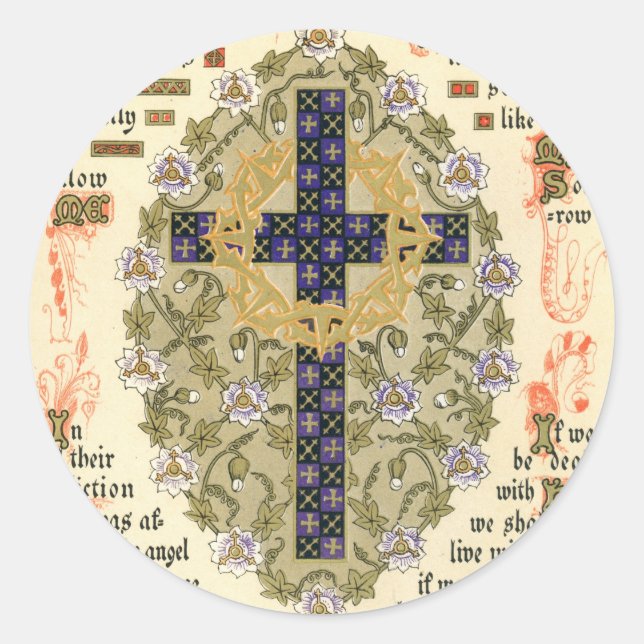 Pegatina Redonda Manuscrito iluminado para Septuagesima y Cuaresma (Anverso)