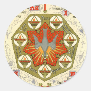 Pegatina Redonda Manuscrito iluminado para Whitsuntide