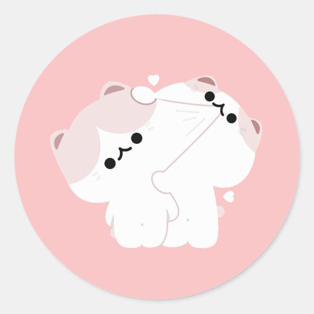 Pegatina Redonda Manx Cat Couple (Anverso)