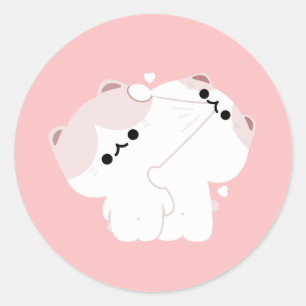 Pegatina Redonda Manx Cat Couple