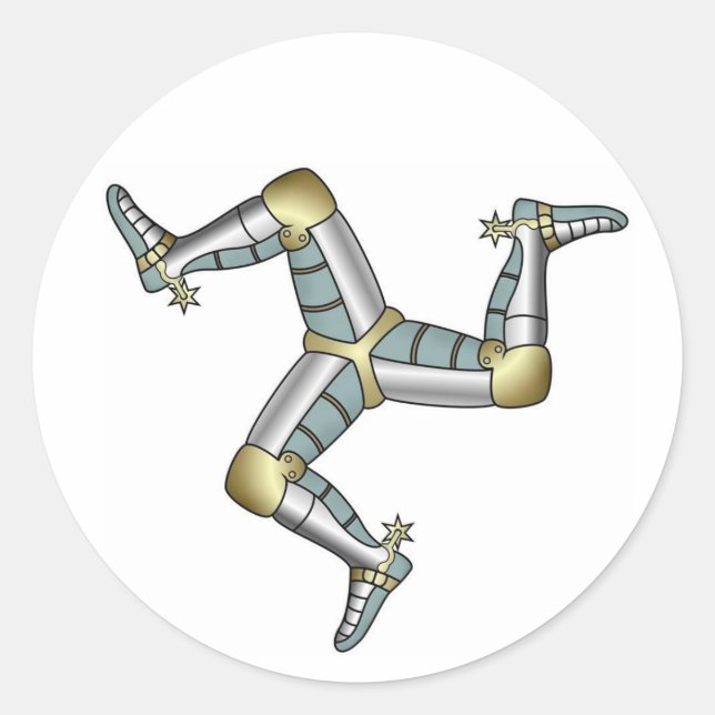 Pegatina Redonda Manx Tres Piernas del Hombre (Anverso)