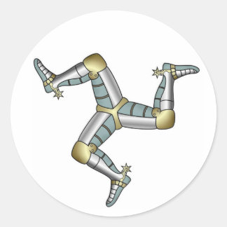 Pegatina Redonda Manx Tres Piernas del Hombre