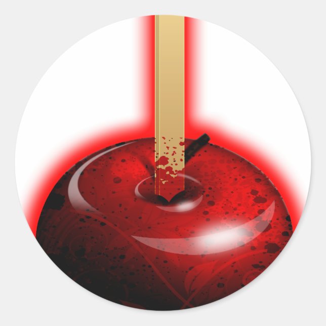 Pegatina Redonda Manzana brillante roja - Fruta prohibida (Anverso)