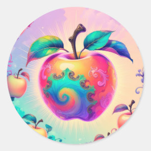 Pegatina Redonda manzana colorida para el verano