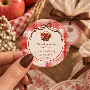Pegatina Redonda Manzana De Nuestros Ojos Baby Shower de otoño en g