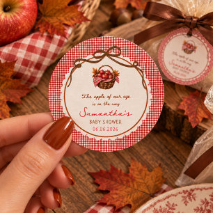 Pegatina Redonda Manzana De Nuestros Ojos Baby Shower de otoño en g