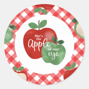 Pegatina Redonda Manzana de nuestros ojos Primer cumpleaños