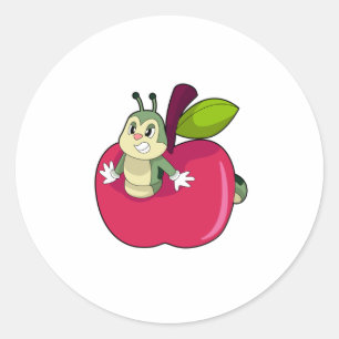 Pegatina Redonda Manzana de oruga