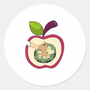 Pegatina Redonda Manzana de orugas