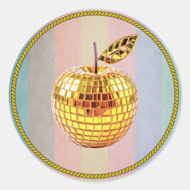 Pegatina Redonda Manzana Dorada (Anverso)