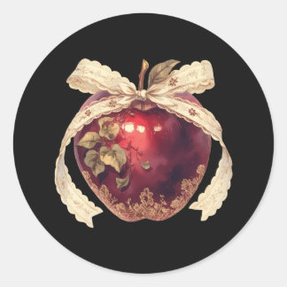 Pegatina Redonda Manzana oscura de veneno gótico romance Halloween