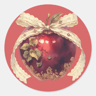 Pegatina Redonda Manzana oscura de veneno gótico romance Halloween