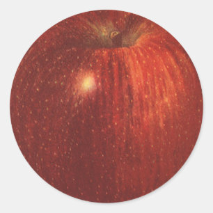 Pegatina Redonda Manzana Roja Deliciosa Orgánica, Fruta Comestible