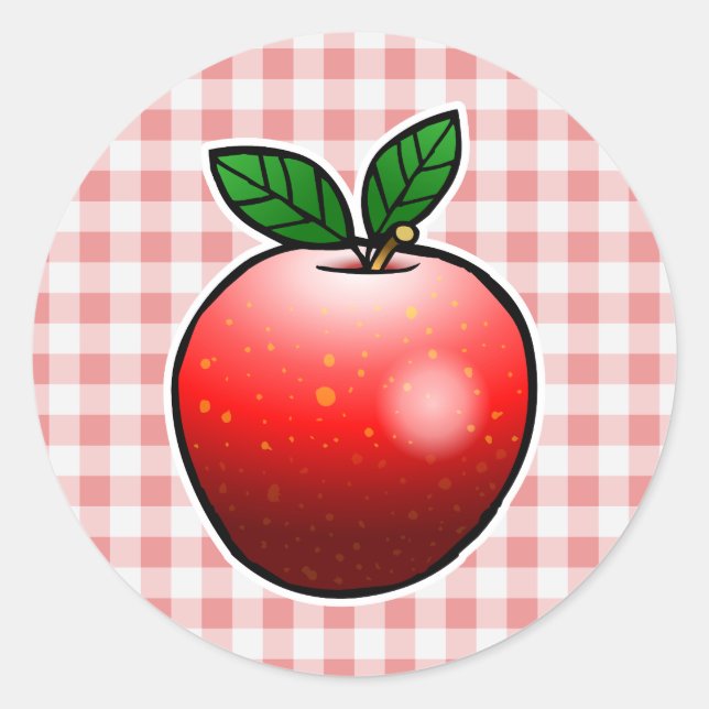 Pegatina Redonda Manzana Roja Dulce (Anverso)