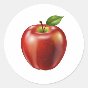Pegatina Redonda manzana roja fresca