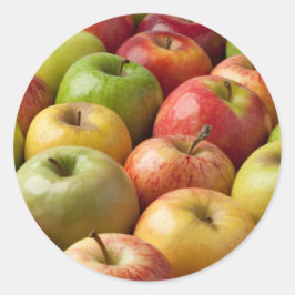 Pegatina Redonda Manzanas - Maduras y Coloridas