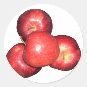 Pegatina Redonda Manzanas Rojas Dulces y Crujientes - Estampa de Fr