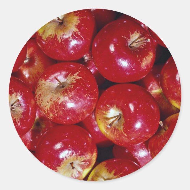 Pegatina Redonda manzanas rojas únicas (Anverso)