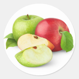 Pegatina Redonda manzanas rojas y verdes