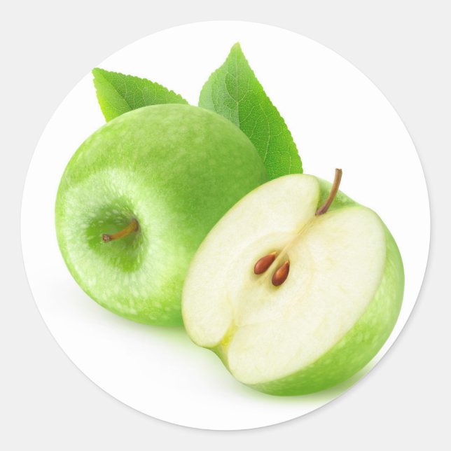 Pegatina Redonda manzanas verdes (Anverso)