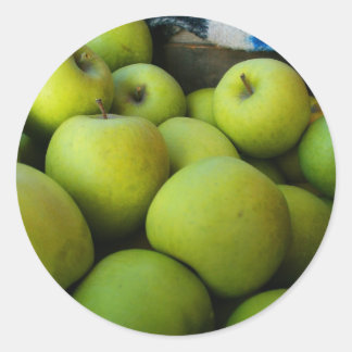 Pegatina Redonda Manzanas verdes