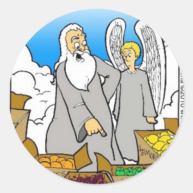 Pegatina Redonda Manzanas verdes divertidas jarras de jarras y rega (Anverso)