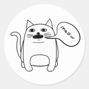 Pegatina Redonda Maow Cat