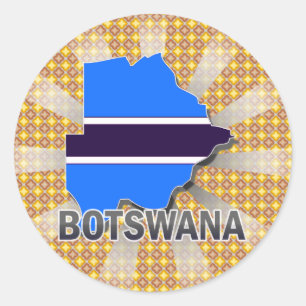 Pegatina Redonda Mapa 2,0 de la bandera de Botswana